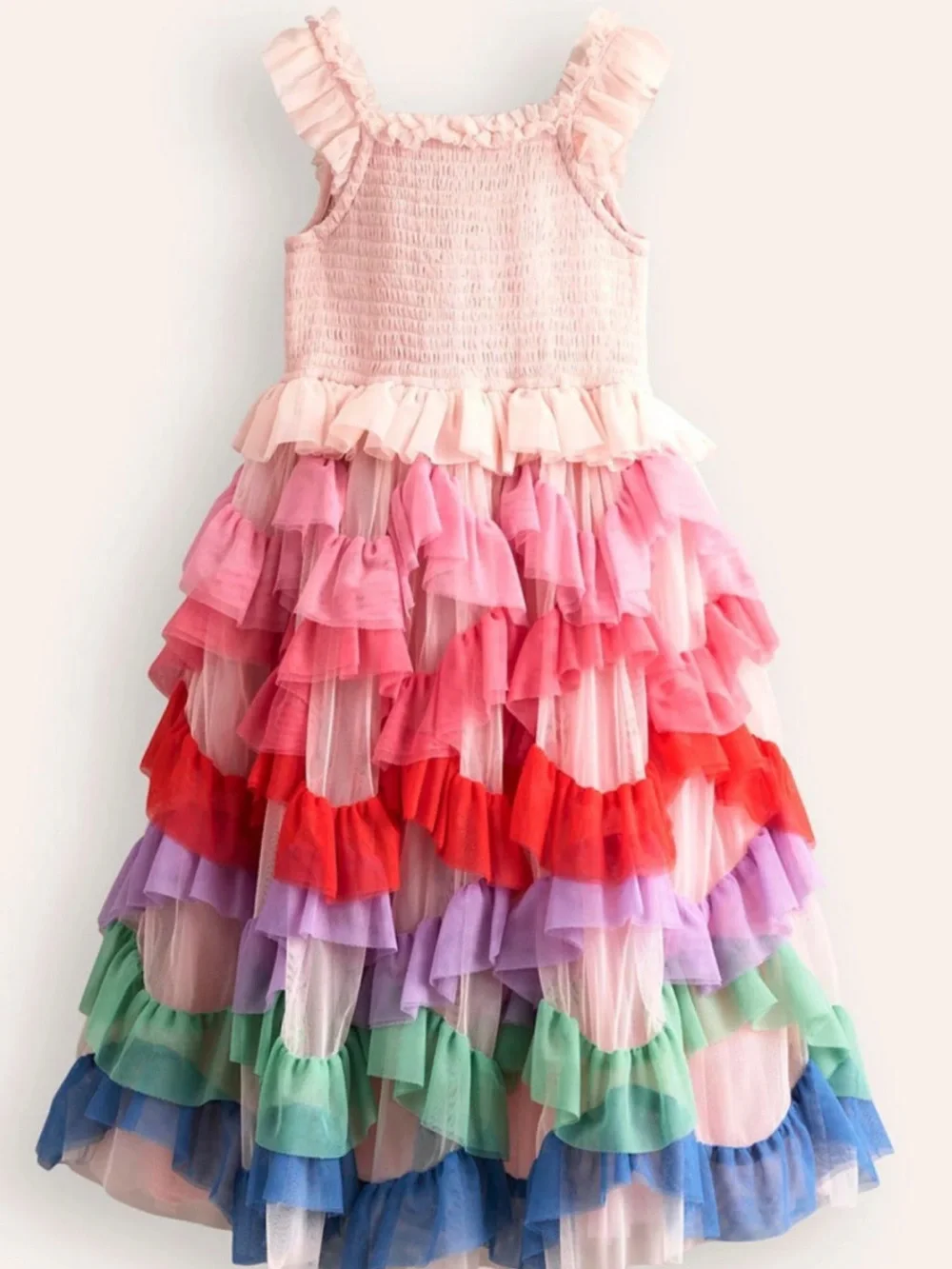 Mini Boden Pink Rainbow Ruffle Tulle Dress